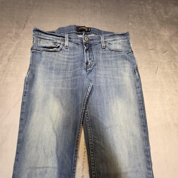 Levis 524 Too Superlow Jeans Womens 9M Blue Low Rise Stretch Straight Leg Denim - Picture 2 of 11